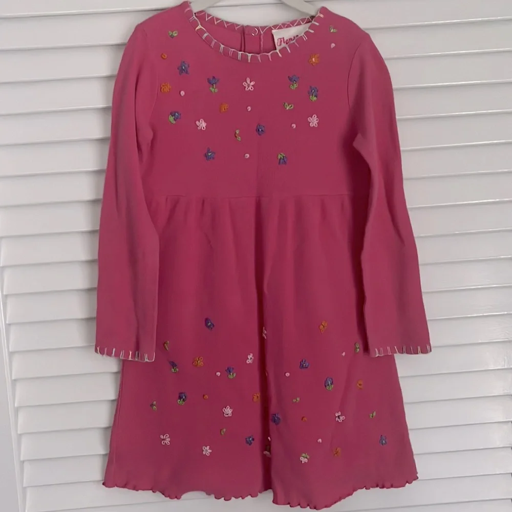90’s Vintage Flapdoodles Dress Waffle Flower Embroidery
